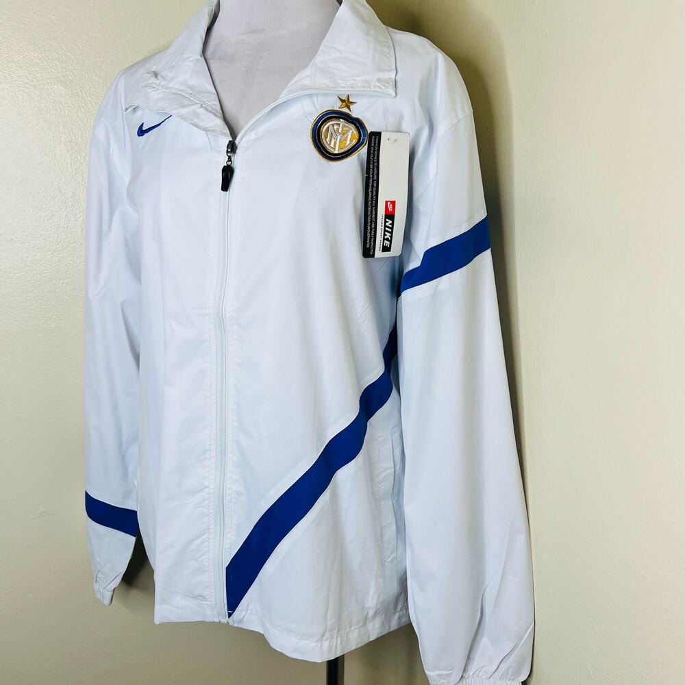 Nike Inter Milan Track Jacket XL Mens Soccer White Blue Full Zip Windbreaker New - Picture 4 of 11